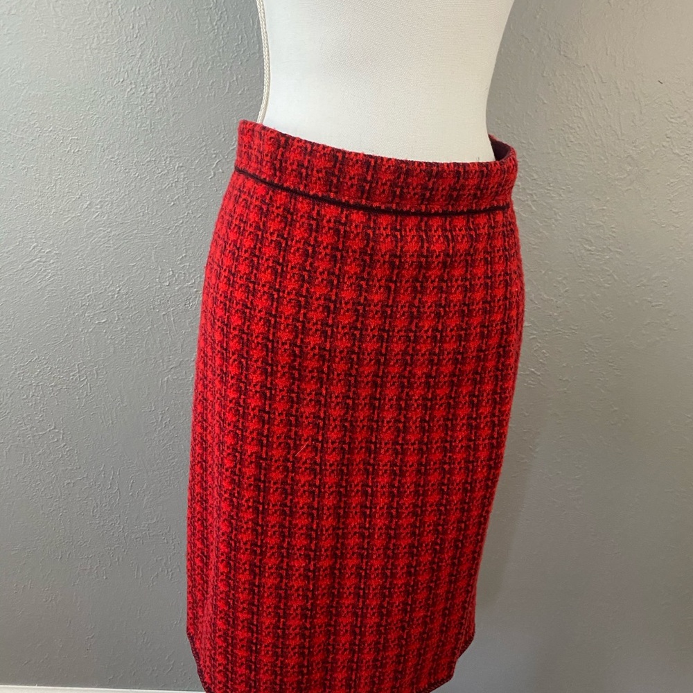 Escada Red Wool Mohair Blend Skirt Suit Set - Picture 6 of 7